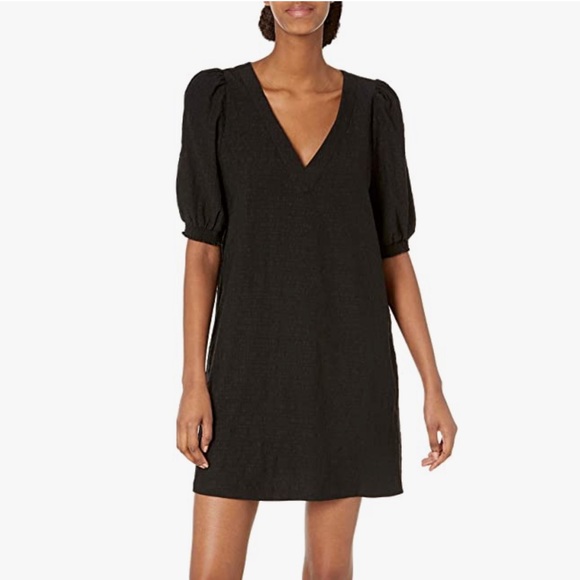 Black Mini Dress with Short Sleeves - Picture 1 of 5